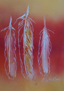 Lakota, Dakota, Nakota mixed media  framed and matted 12.5